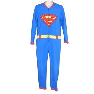 SUPERMAN Union Suit, S, Pajamas, NO cape, Old School Colors/Blue, Zip front